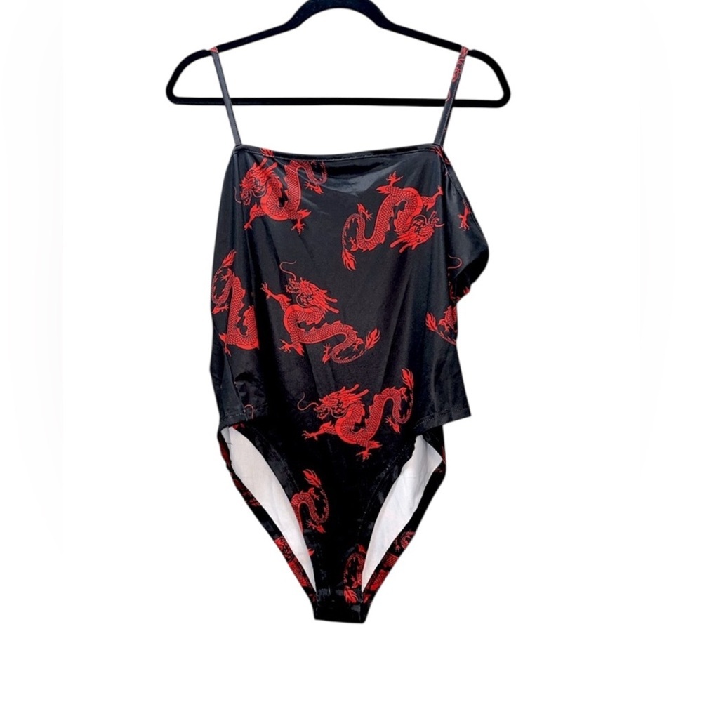 SHEIN Black and Red Dragon cami bodysuit 2XL